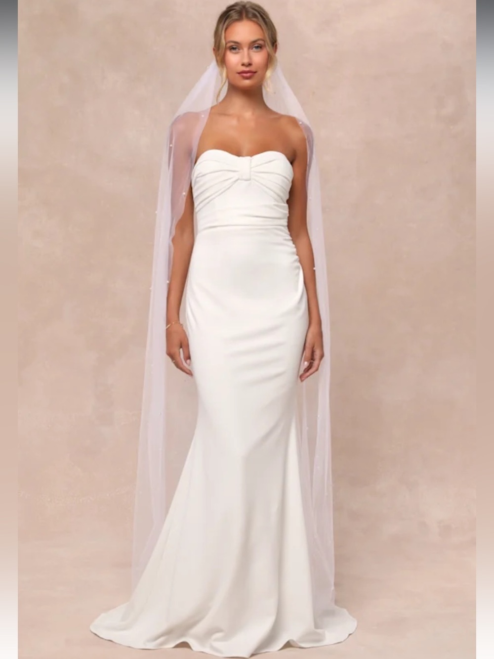 NWT- To Be Yours Ivory Strapless Pleated Mermaid Bridal Dress
